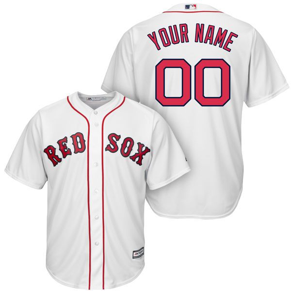 Men Boston Red Sox Majestic White Cool Base Custom MLB Jersey->ncaa teams->NCAA Jersey